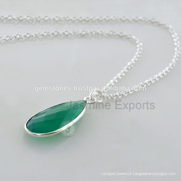 Beautiful Green Onyx Wedding s925 Collier en argent sterling